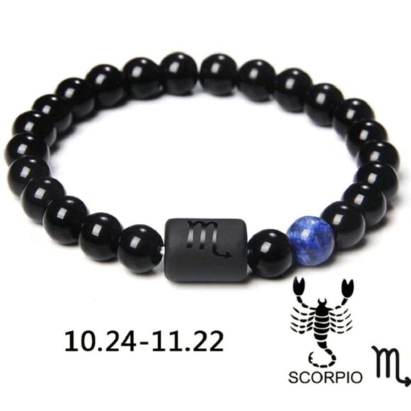 New Beaded Zodiac Bracelet - Black Stone - Unisex - Multiple Available - Picture 4 of 8